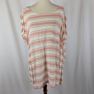 Lauren Conrad Striped Short Sleeve Blouse Chest Pocket Lightweight Plus Size 2X